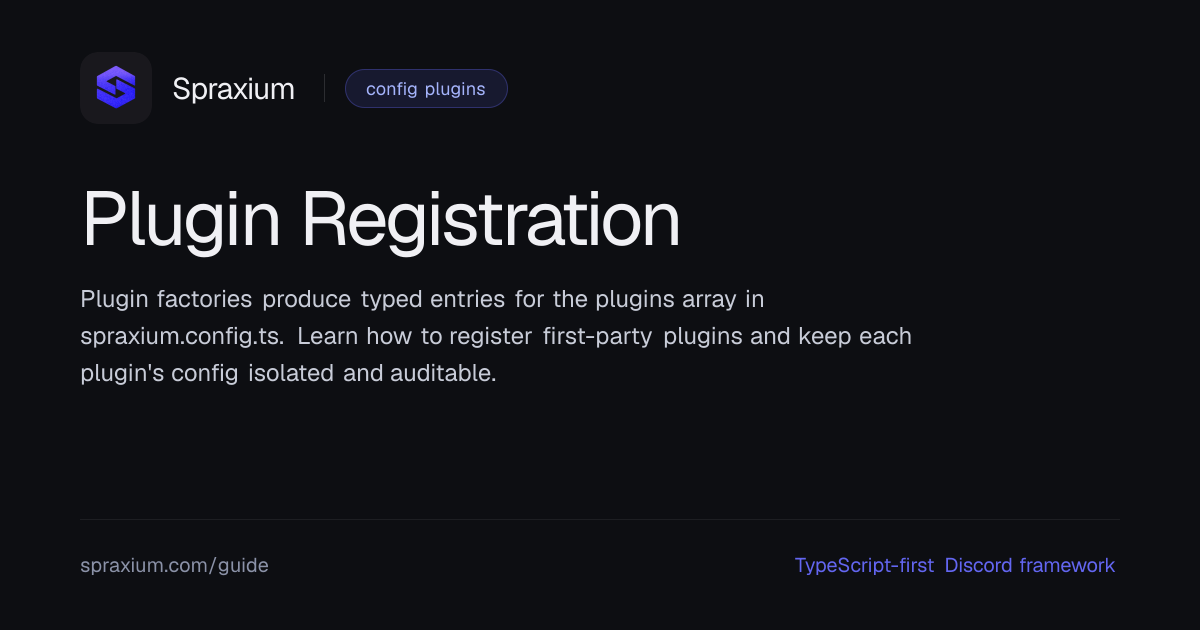 Plugin Registration | Spraxium