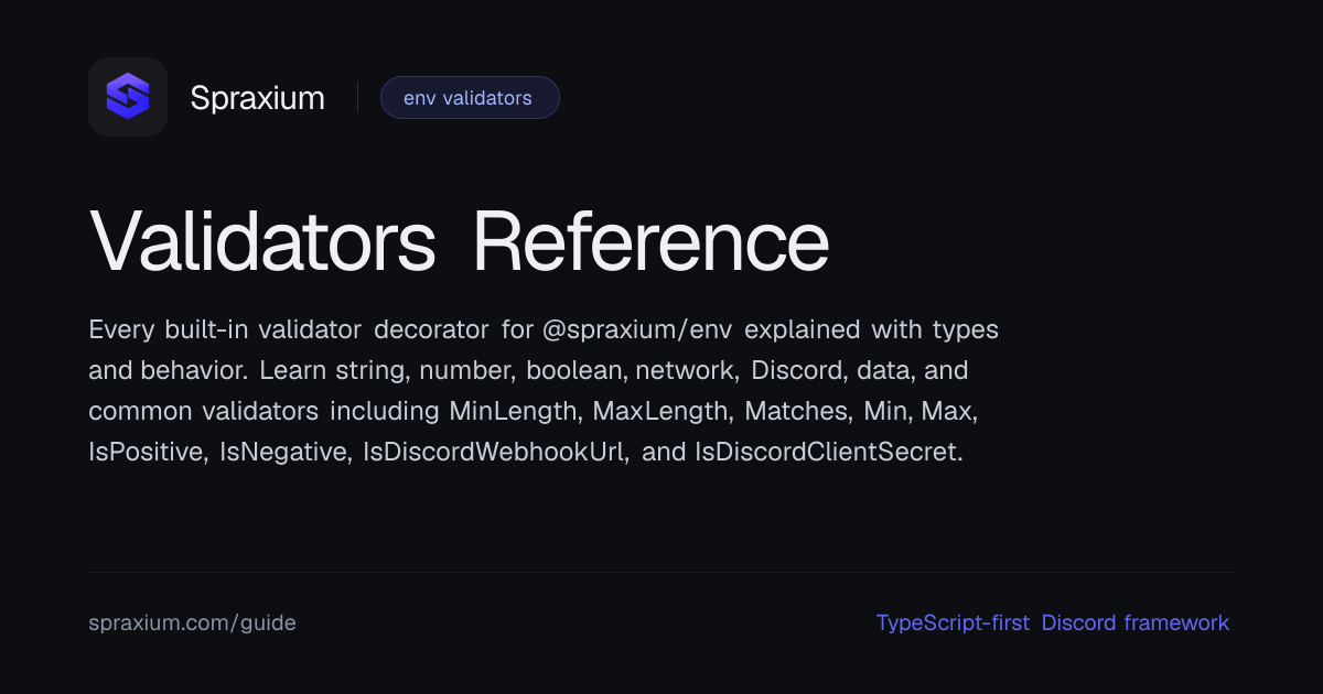 Validators Reference | Spraxium