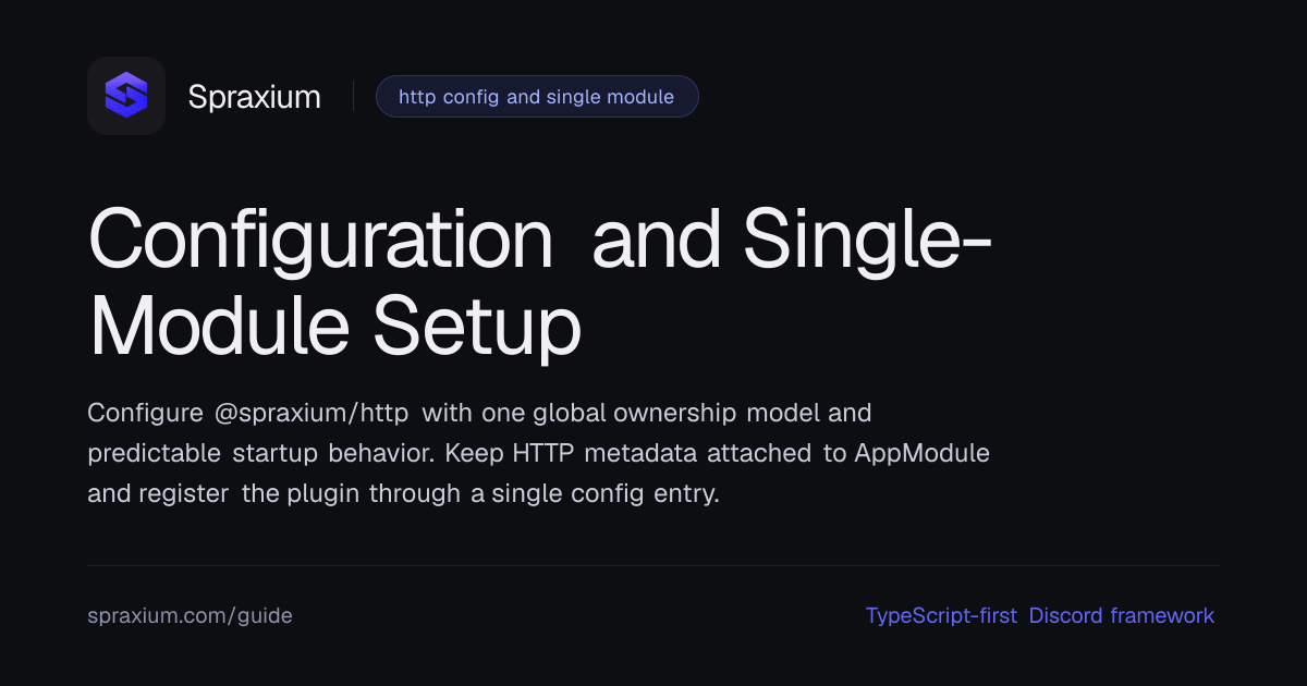 Configuration and Single-Module Setup | Spraxium