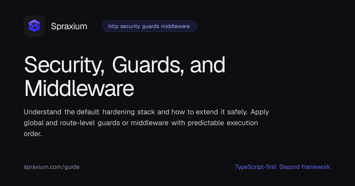 Security, Guards, and Middleware | Spraxium