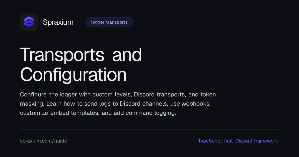 Transports and Configuration | Spraxium