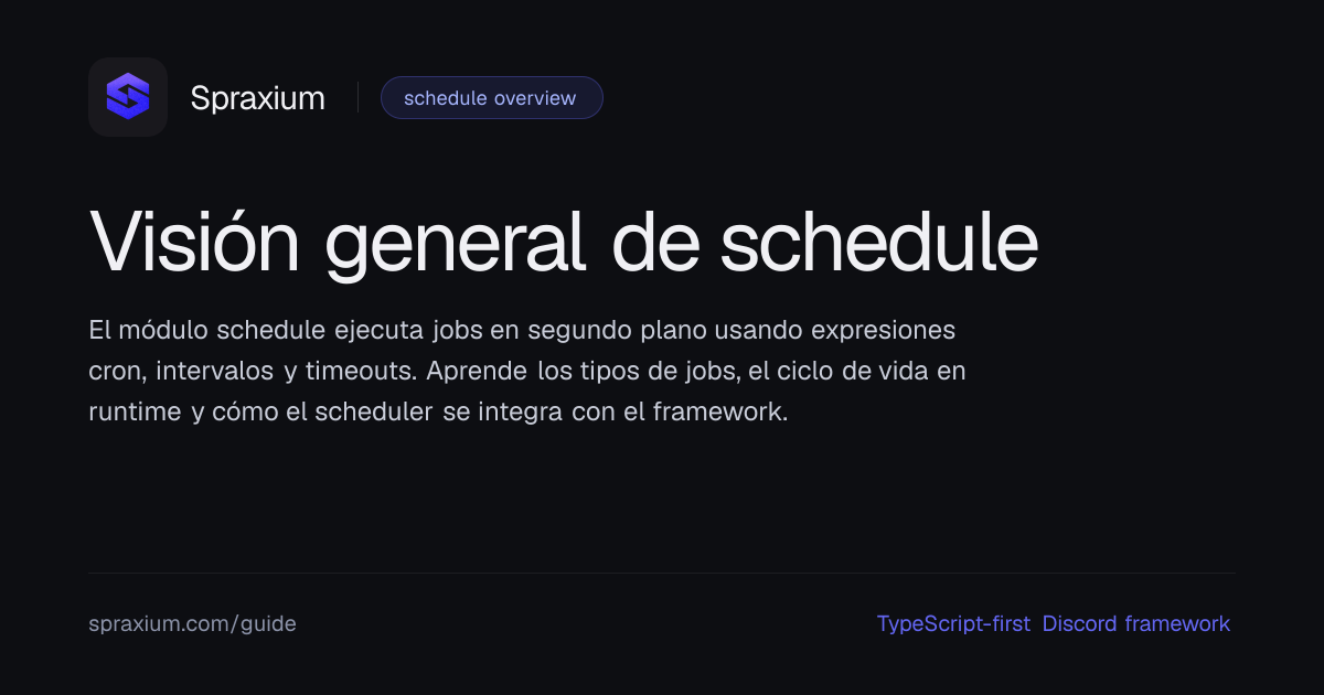 Visión general de schedule | Spraxium