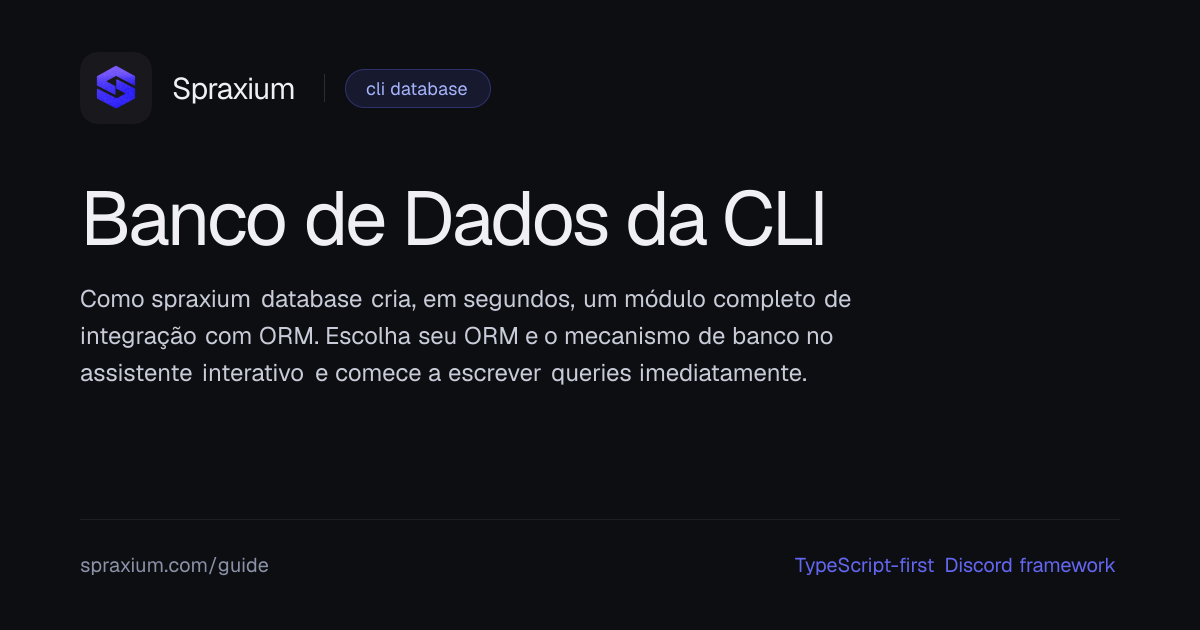 Banco de Dados da CLI | Spraxium